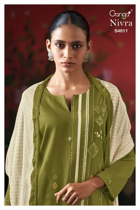 Nivra 4611 By Ganga Cotton Satin Printed Dress Material